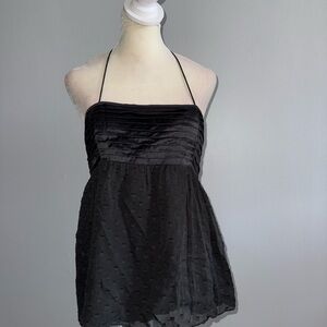 Tibi Black Halter Babydoll Top